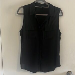 Black Collared Sleeveless Blouse